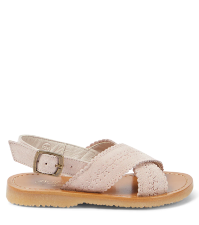 Shop Bonpoint Akin Suede Sandals In Faded Pink