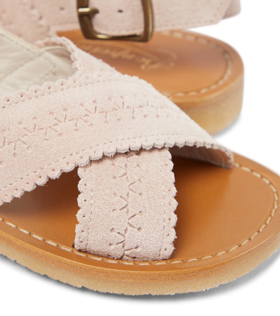 Shop Bonpoint Akin Suede Sandals In Faded Pink