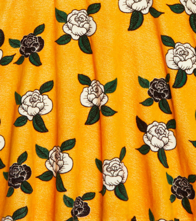Mini Rodini Printed Velvet Cotton Dress In Yellow