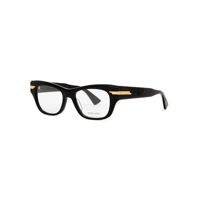 Shop Bottega Veneta Mitre Black Cat-eye Optical Glasses
