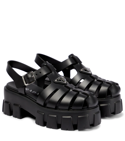 Prada Monolith Sandals In Nero
