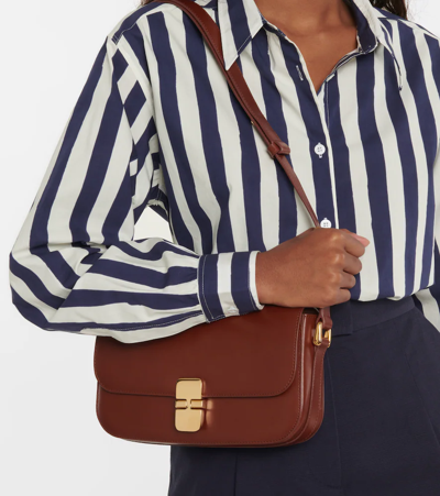 Shop Apc Grace Leather Shoulder Bag In Brown