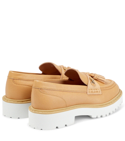 Shop Hogan Leather Loafers In Deserto