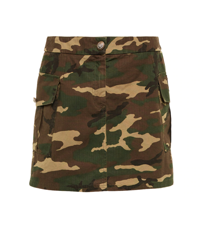 Shop Dolce & Gabbana Camouflage Cotton Miniskirt In Combined Colour