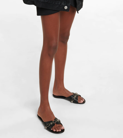 Balenciaga Open-toe Sandals With Decorative Buckle Detail In Black/pallad Inv