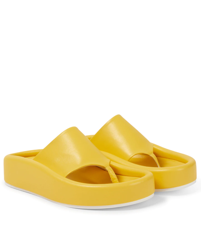 Shop Mm6 Maison Margiela Faux Leather Platform Thong Sandals In Empire Yellow