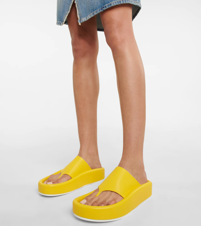 Shop Mm6 Maison Margiela Faux Leather Platform Thong Sandals In Empire Yellow