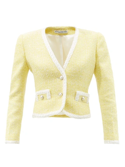 Wool Tweed Cropped Jacket in White - Alessandra Rich