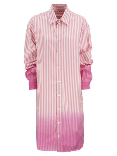 Shop Marni Sponged Poplin Chemise Dress In Pink