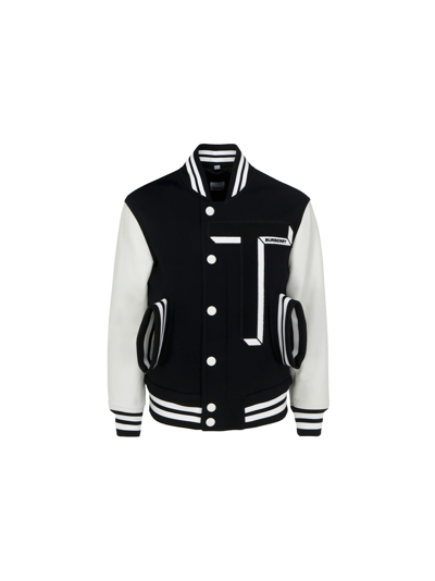 Shop Burberry Jacket In Black/white