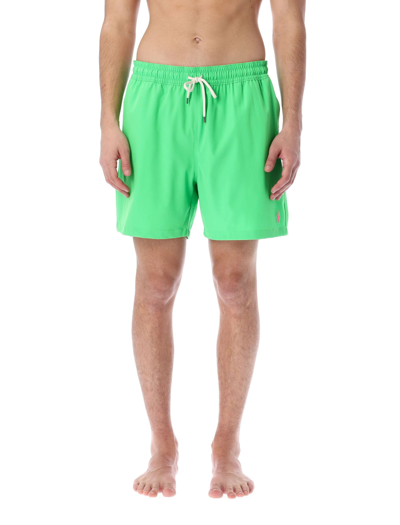 Shop Polo Ralph Lauren Traveler Swim Trunk In Neon Green