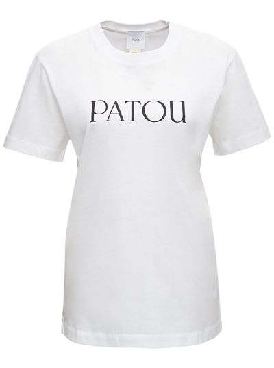 Shop Patou Organic Cotton T-shirt With Logo Print In White