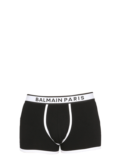 Shop Balmain Boxers With Logoed Elastic In White