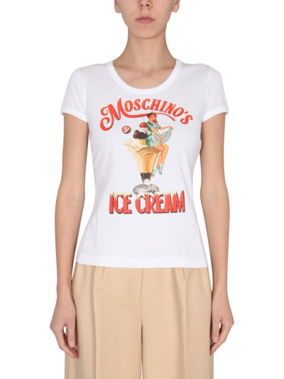 Shop Moschino Ice Cream T-shirt In Bianco