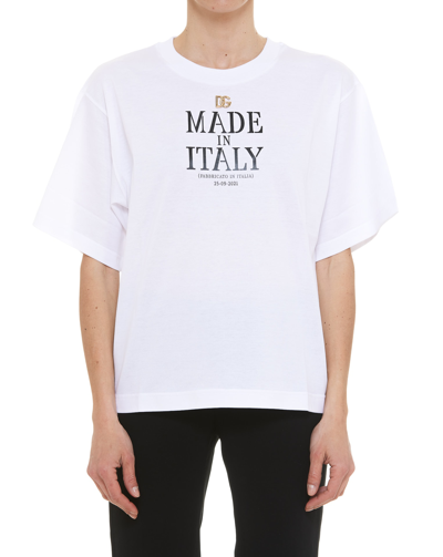 Shop Dolce & Gabbana T-shirt With Made In Italy Print In White