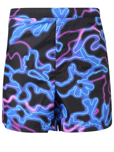 Shop Valentino Neon-print Swimming Shorts In Multi