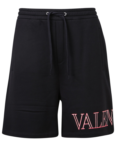 Shop Valentino Jogger Logo Shorts In Blue
