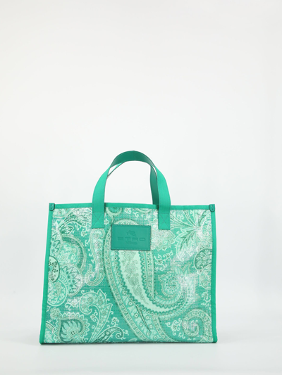 Shop Etro Paisley Shopping Bag In Green