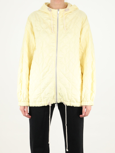Shop Jil Sander Yellow Quilted Jacket In Cream