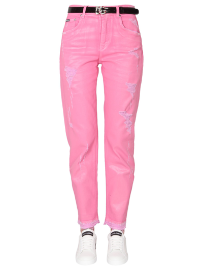 Shop Dolce & Gabbana Loose Fit Jeans In Fucsia