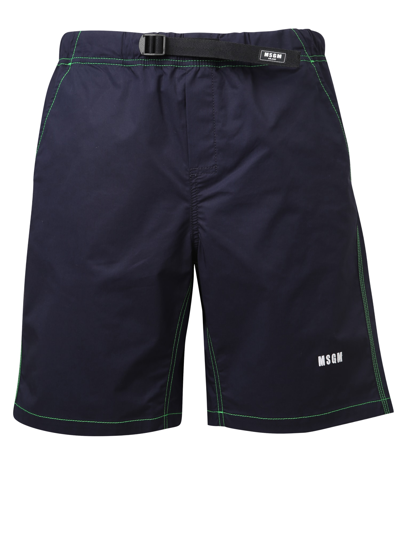 Msgm Logo Print Sports Shorts In Blue