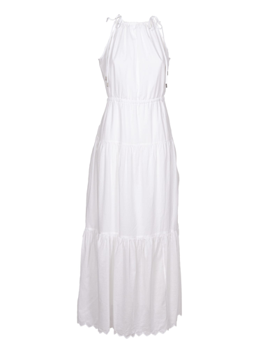 Shop Michael Kors Michael Halter Neck Dress In Bianco