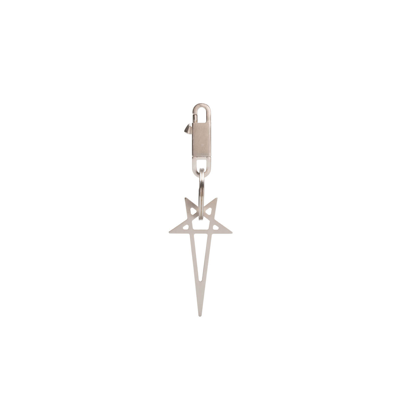 Shop Rick Owens Pentagram Keychain In Silver