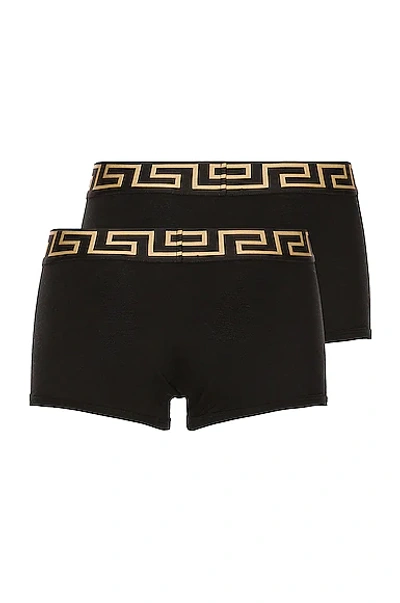 Shop Versace Cotton Boxer Brief Two Pack In Black & Gold