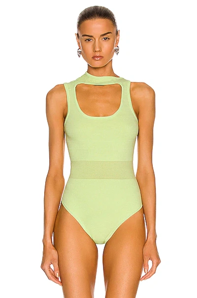 Shop Y/project Three Collar Knit Bodysuit In Lime Green