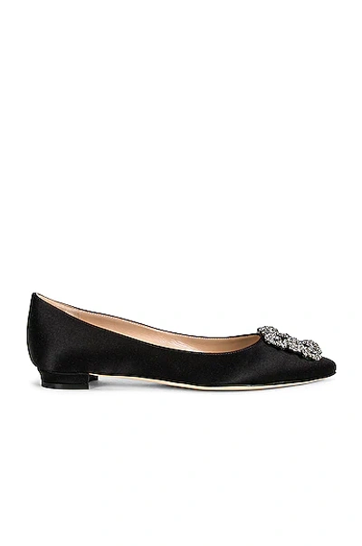 Shop Manolo Blahnik Hangisi 10 Flat In Black