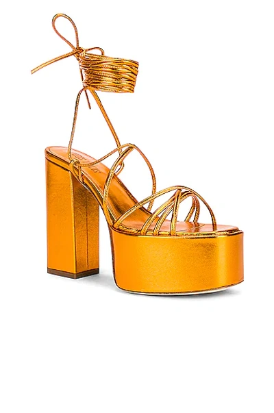 Paris Texas Malena Leather Platform Sandal In Acid Bronze