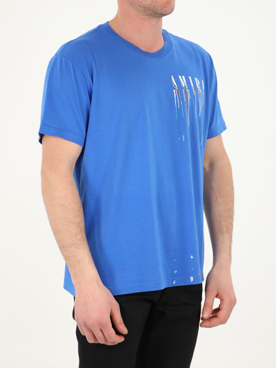 Amiri Paint Drip Core Logo T-shirt In Blue