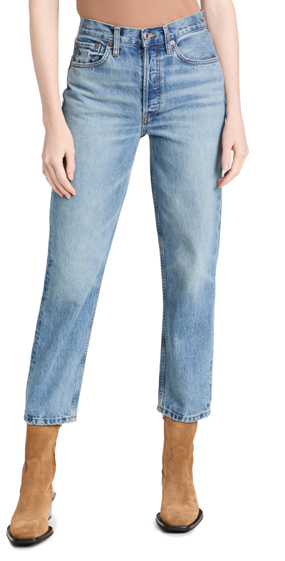 Shop Re/done 70s Stove Pipe Jeans In Favorite Bleu