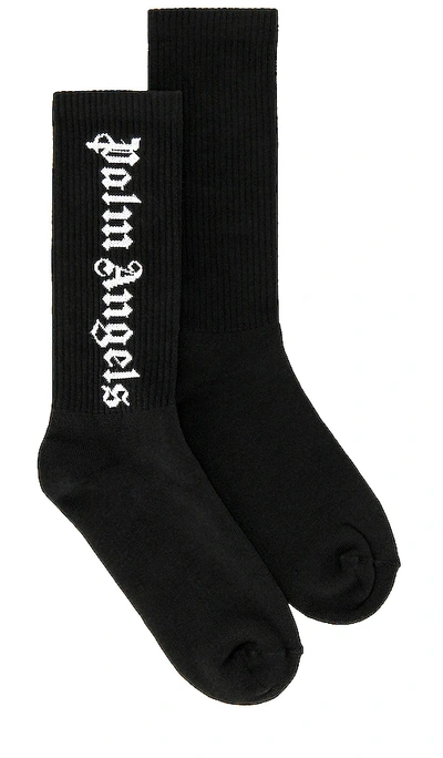 Shop Palm Angels Vertical Logo Socks In Black