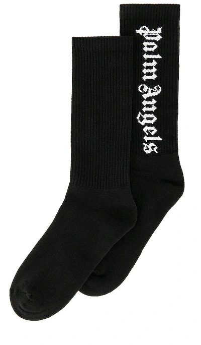 Shop Palm Angels Vertical Logo Socks In Black