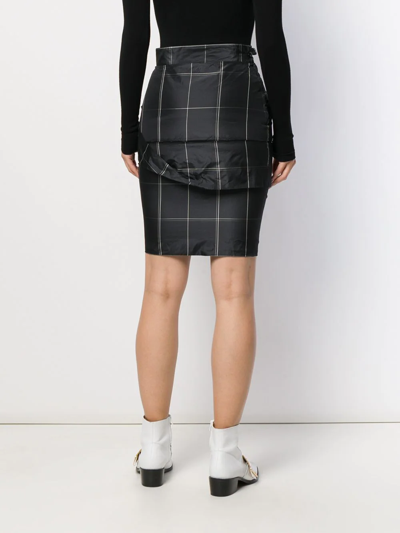 Pre-owned Versace 1990s Grid Pencil Skirt In Black
