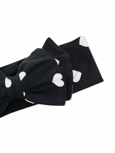 Shop Monnalisa Bow-detail Heart-print Headband In Grey