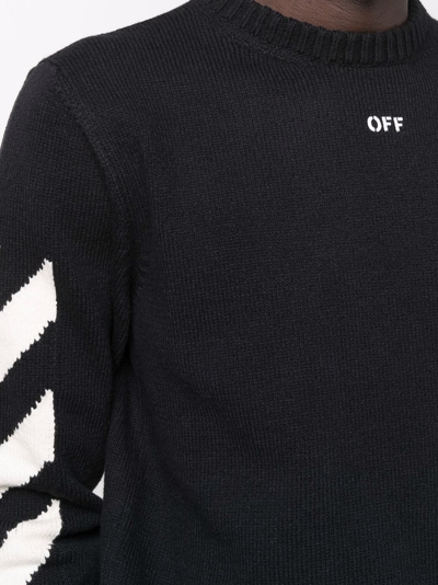 Shop Off-white Diag-print Crew Neck Jumper In Black