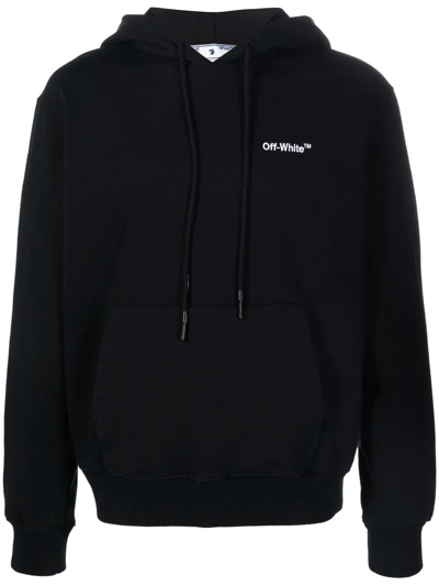 Off-white Half Arrows Graphic Pullover Hoodie With Drawstring Hood In Black