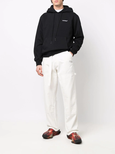 Off-white Half Arrows Graphic Pullover Hoodie With Drawstring Hood In Black