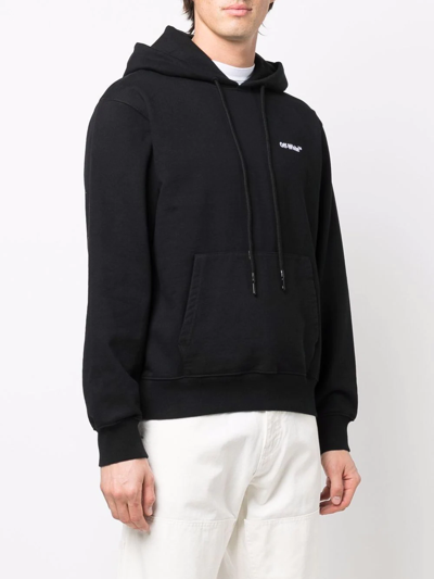 Off-white Half Arrows Graphic Pullover Hoodie With Drawstring Hood In Black