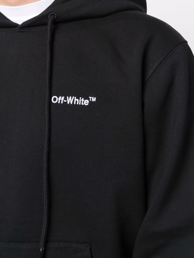 Off-white Half Arrows Graphic Pullover Hoodie With Drawstring Hood In Black