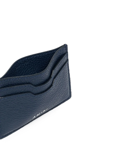Shop Amiri Grained Leather Cardholder In Blue