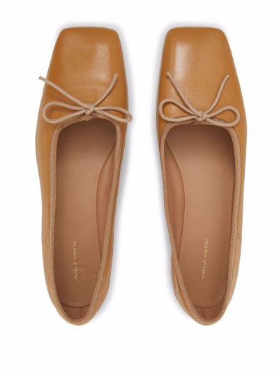 Shop Mansur Gavriel Square-toe Leather Ballerina Shoes In Neutrals