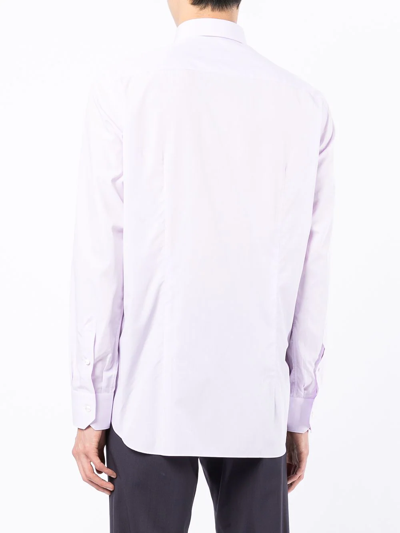 Shop Brioni Long-sleeve Cotton Shirt In Purple