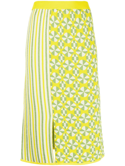 Shop Antonio Marras Mix-print Pencil Skirt In Yellow