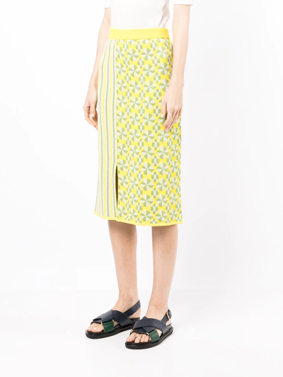 Shop Antonio Marras Mix-print Pencil Skirt In Yellow