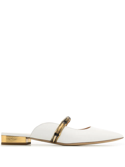 Shop Rupert Sanderson Bamboo Bar Pointed Mules In White