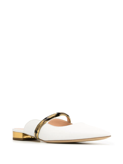 Shop Rupert Sanderson Bamboo Bar Pointed Mules In White