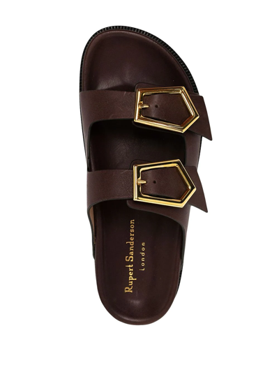 Shop Rupert Sanderson Maine Geometric Buckled Sandals In Brown